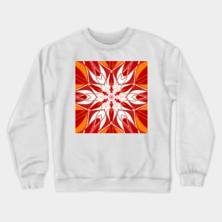 Cartoon Mandala Flower Red Orange and White Crewneck Sweatshirt